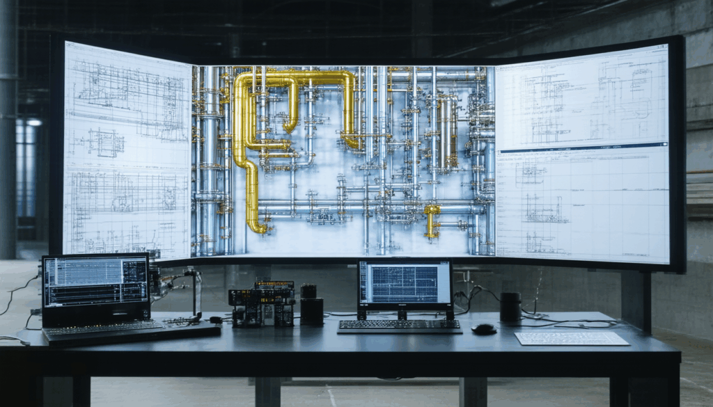 BIM 3D Modell mit Architektur und TGA-Systemen